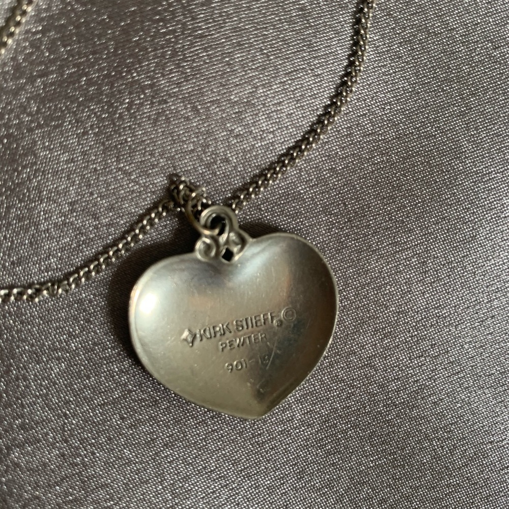Kirk Stieff Fine Pewter Heart Necklace - Vintage - Picture 2 of 4